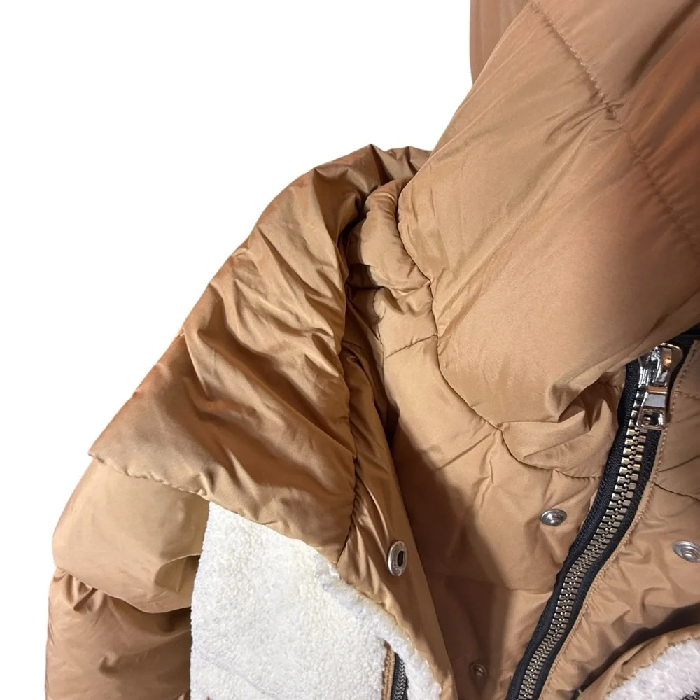Orolay 092 O-Lab Fuzzy Fleece Puffer Down Jacket • Khaki Sherpa • Size Small - Picture 15 of 16
